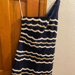 Lilly Pulitzer One Shoulder Dress Navy